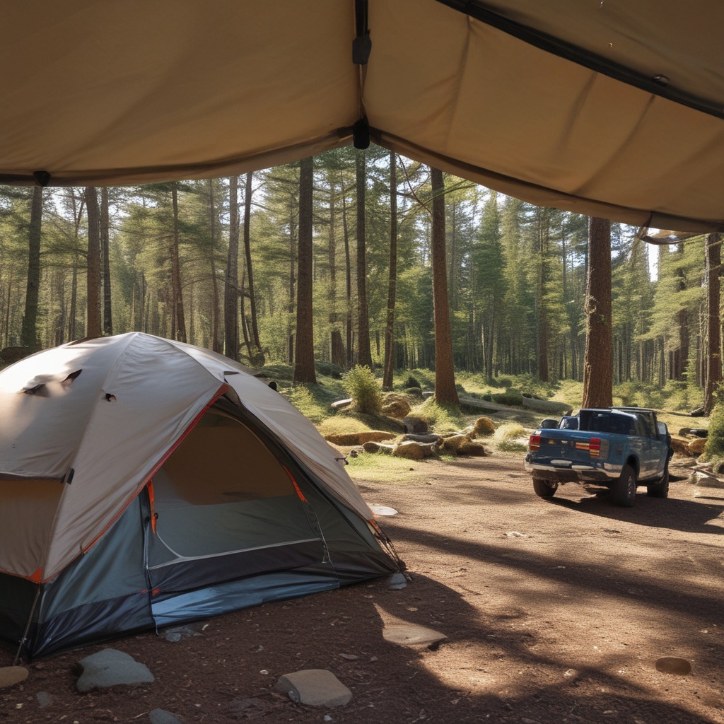 Tent and vehicle at campsite